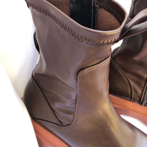 Public Desire Bergen Burgundy Pu Zip Up Rounded Chunky Soled Ankle Boots Size 8 - Picture 6 of 13